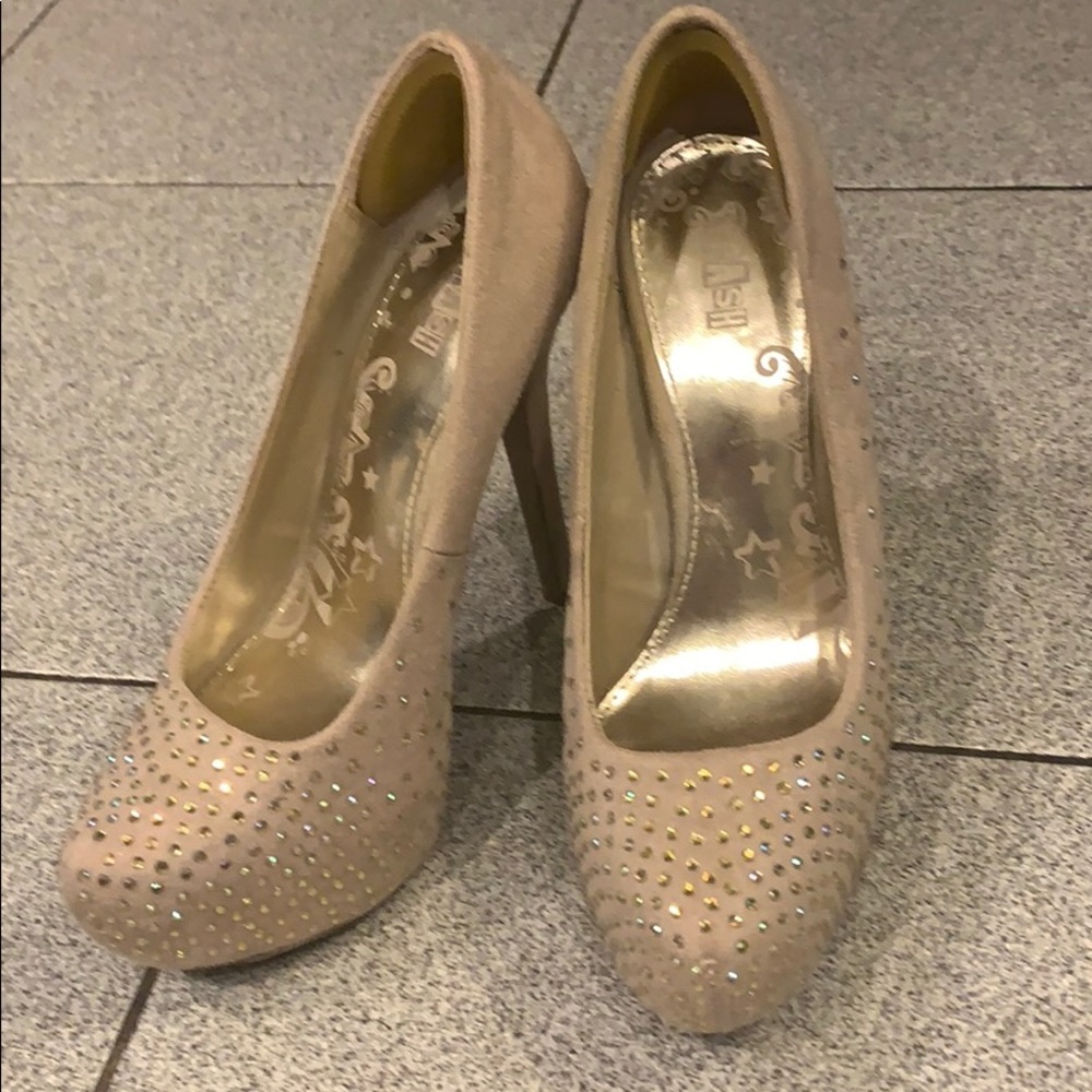 Woman’s Suede Rhinestone Heels - Picture 2 of 5